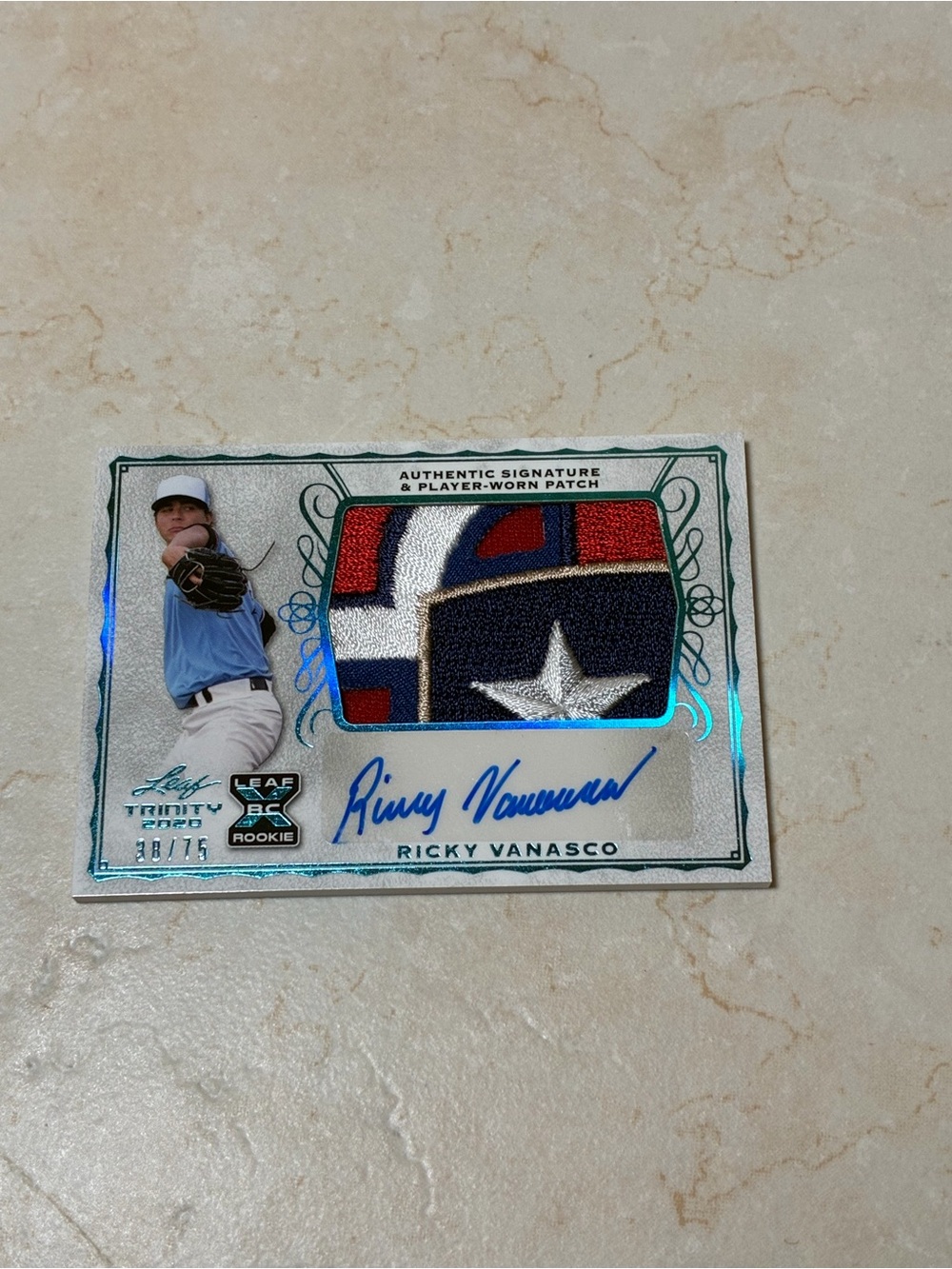 Ricky Vanasco Rookie Player Worn Patch Autographed card